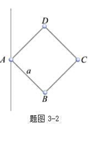 如题图3－2所示，在边长为a的正方形的顶点上，分别有质量为m的4个质点，质点之间用轻质杆连接，求此如