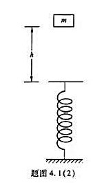 一质量为m的物体，位于质量可忽略的直立弹簧正上方高度为h处，如题图4.1（2)所示,该物体从静止开一