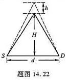 如图所示,地面上一波源S,与一高频率波探测器所在D处的距离为d,从s直接发出的波与从s发出经高度为H