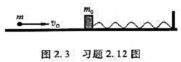 如图2.3所示，光滑水平面上有一质量为m0的木块与轻弹簧相连，弹簧的劲度系数为k，现有质量为m的子弹