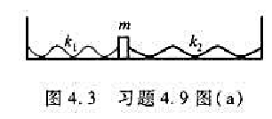 劲度系数为k1和k2的两根弹簧，与质量为m的物体按图4.3和图4.4所示的两种方式连接，试证明它们的