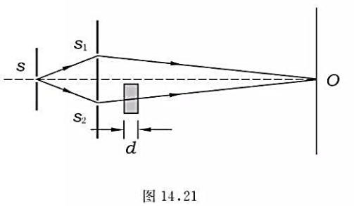 在杨氏干涉实验中，用波长为λ的单色光作为光源。现将一厚度为d，折射率为n的薄玻璃片放在狭缝S2处，如