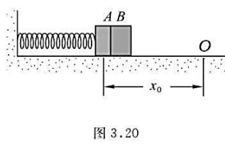 把弹簧的一端固定在墙上，另一端系一物体A，当把弹簧压缩x0之后，在A的后面再放一个物体B，如图。求撤