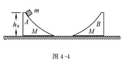 两个形状完全相同、质量都为M的弧形导轨A和B，放在地板上，今有一质量为m的小物体，从静止状态由A的顶