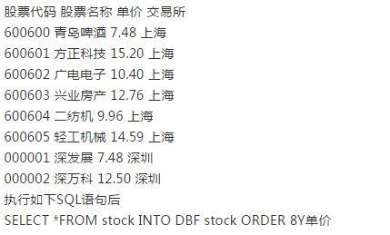 ~（27)使用的数据如下：当前盘当前目录下有数据库db_stock，其中有数据库表stock.dbf