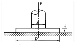 直径为d的圆柱放在直径为D=3d、厚为t的圆基座上，地基对基座的支反力均匀分布，圆柱承受轴向压力P，