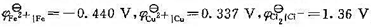 298 K、 下,以Pt为阴极，电解含FeCl2（O.01 mol·kg－1)和CuCl2（0. 0