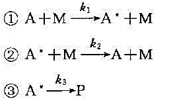 Lindemann 单分子反应理论认为，单分子反应的历程为（1)请用推导证明,反应速率方程为r= 。