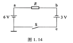 求图1.14所示电路中开关S闭合和断开两种情况下a、b、c三点的电位。请帮忙给出正确答案和分析，谢谢