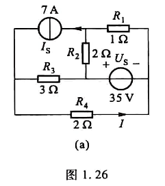 用叠加定理求图1.26（a)所示电路中的电流I。用叠加定理求图1.26(a)所示电路中的电流I。请帮