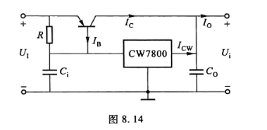 图8.14所示电路是利用集成稳压器外接晶体管来扩大输出电流的稳压电路。若集成稳压器的输出电流ICW=
