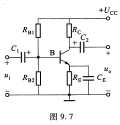 在图9.7所示的共射放大电路中，UCC=24V，RB1=33kΩ，RB2=10kΩ，RC=3.3kΩ
