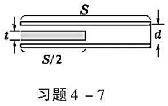 如本题图所示，一平行板电容器两极板的面积都是S，相距为d，今在其间平行地插入厚度为t、介电常量为ε的