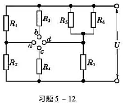 本题图所示电路，U=12V，R1=30kΩ，R2=6.0kΩ，R3=100kΩ，R4=10kΩ，R5