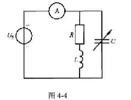 为了测量线圈的电阻R和电感L，可将线圈与一可调电容C并联，在端部加一高频电压源Us来加以测量，如图4