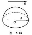 如图5－23所示,均匀电场的电场强度E方向平行于闭合半球面的平面圆,求通过此半球面的电场强度通如图5