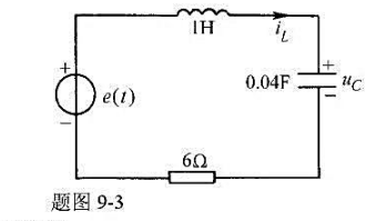 题图9－3所示电路，已知uc（0－)=1V，iL（0－)=5A，e（t)=12sin5t·1（t)V