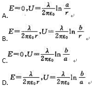 如图5－51所示，一半径为a的“无限长”圆柱面上均匀带电,其电荷线密度为λ0在它外面同轴地套一半径如