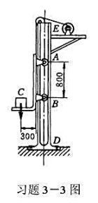 图示的提升机构中，物体放在小台车C上，小台车上装有A、B轮，可沿垂导轨ED上下运动。已知物体重2kN