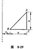 无限长直导线与一直角三角形回路 ABC共面,已知AC边长为b,且与长直导线平行,BC边长为a,B点至