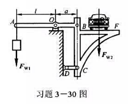 图示为汽车台秤简图，BCF为整体台面，杠杆AB可绕轴O转动，B、C、D三处均为铰链，杆DC处于水平位