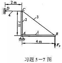图示的杆件结构中1，2杆为木制，3，4杆为钢制。已知1，2杆的横截面面积A1=A2=4000mm2，
