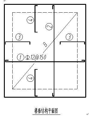 已知楼板的钢筋平面布置图，试作以下选择。1.1号钢筋中的表示______________。已知楼板的