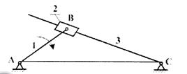图示为摆动导杆机构,以构件1为主动件,则机构在图示位置时的传动角γ=（) 。A.∠BACB.∠BCA