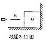 如附图所示，质量为m的子弹以水平速度v0，射入静止的木块并陷人木块内，设子弹入射过程中木块M不反弹，