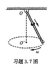如附图所示，一光滑细杆上端由光滑铰链固定，杆可绕其上端在任意角度的锥面上绕竖直轴OO’做匀角速度转动