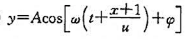 一余弦波沿x轴负方向传播，已知x=－1m处振动方程为y=Acos（wt＋φ)，若波速为u，则波动方程