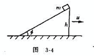 如图3－4所示,表面光滑,高h、倾角φ的劈形物块以恒定速度u水平朝右运动,在其斜面顶端有一个质量m如