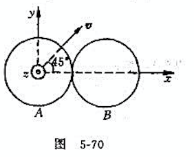 光滑桌面上有两个半径同为R、质量同为m的匀质刚性圆盘A,B.设A以平动速度v与静止的B相碰,接触时连