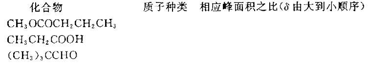 填写下列化合物在HNMR谱中的质子种类及相应峰面积之比。