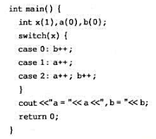 以下程序的输出结果为（)。以下程序的输出结果为()。A. a=2, b=1B. a=1, b=1C.