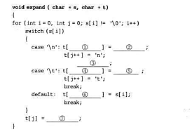 函数expand（char * s, char * t)在将字符串s复制到字符串t时,将其中的换行符