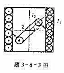 电动式仪表有两个线圈,其中一个固定不动,另一个可以绕轴转动,如题3－8－3图所示。设两线圈中的电电动