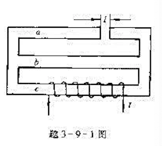 一电磁铁铁心的形状如题3－9－1图所示,线圈匝数为1000,空气隙长度I=2.0mm,磁路的a,b,