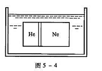 如图5-4所示，一长为0.8m的圆柱形容器被一薄的活塞分隔成两部分．开始时活塞固定在距左端0.3m处