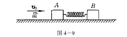 如图4－9 所示，一轻质弹簧劲度系数为k,两端各固定一质量均为M的物块A和B,放在水平光滑桌面上如图