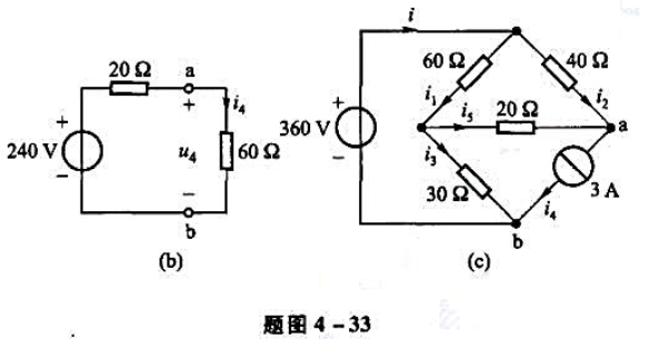 电路如题图4-33所示。（1)用戴维宁定理计算电阻RL的电压和电流。（2)用替代定理求各个电阻的吸收
