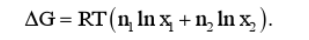 二元理想溶液具有下列形式的化学势： 其中gi（T,p)为纯i组元的化学势，xi是溶液中i组元的摩尔分