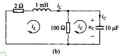 电路如题图9-17所示，试求电路的特征方程和固有频率。请帮忙给出正确答案和分析，谢谢！