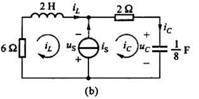 电路如题图9-19所示，试以电容电压uc（t)为变量建立微分方程，并求电路的固有频率。电路如题图9-