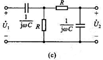 试写出题图12-6所示双口网络的转移电压比并用计算机程序画出电阻R=1kΩ，电感L=1mH和电容C=
