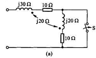 电路如题图13-10所示。求开关断开和闭合时单口网络的输入阻抗。