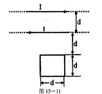 两条平行无限长直导线相距为d载有大小相等方向相反的电流1,电流变化率 =k>0。一个边长为d两条平行