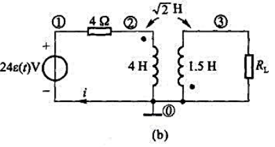题图13-22所示电路原已稳定，t=0合上开关。若（1)RL→∞;（2)RL=0Ω;（3)RL=1Ω