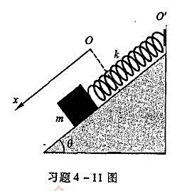 如图所示，在一个倾角为θ的斜面上，固定地安放一原长为l0劲度系数为k、质量可以忽略不计的弹簧，在弹簧
