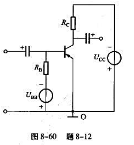 在图8-60所示放大电路中，所用晶体管为锗管（UBE=-0.3V)，已知：Ucc=-9V，RB=10